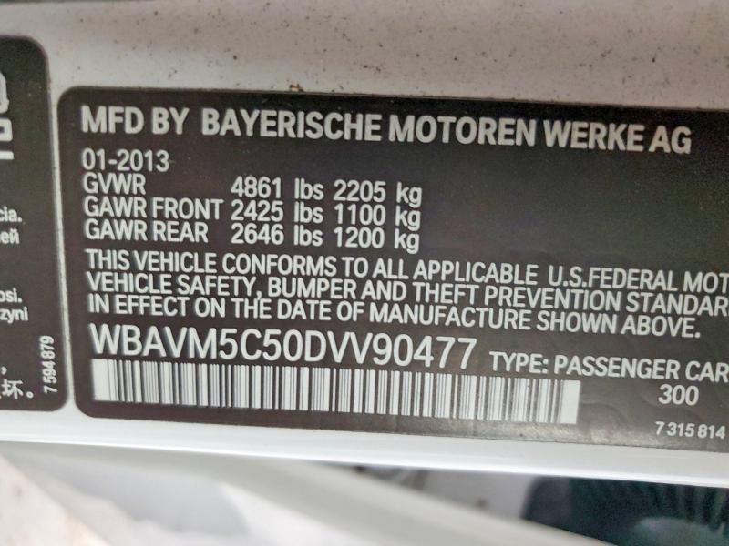 Aukcja sprzedaży 2013 Bmw X1, vin: WBAVM5C50DVV90477, numer aukcji: 48409736