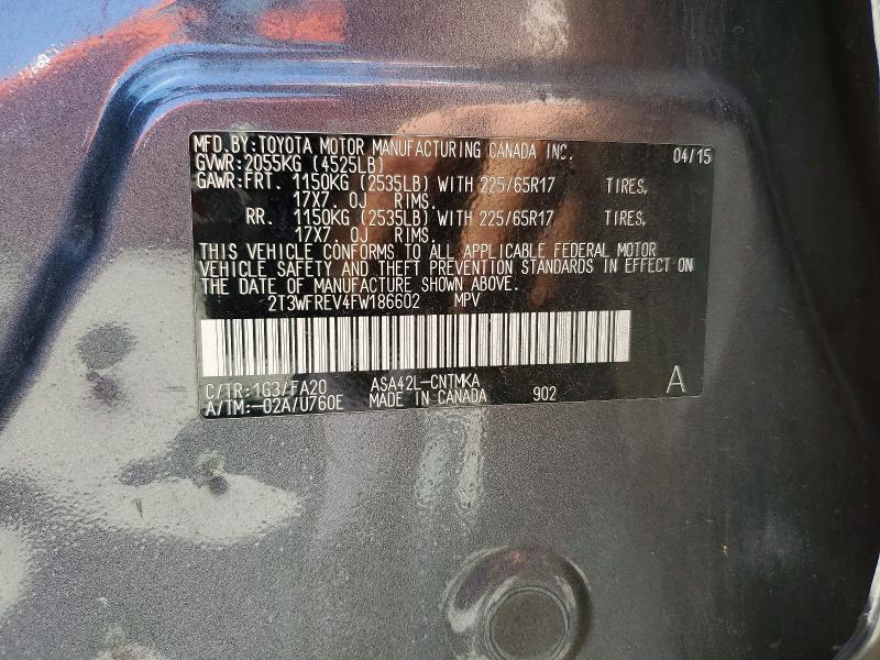 Aukcja sprzedaży 2015 Toyota Rav4, vin: 2T3WFREV4FW186602, numer aukcji: 48987426
