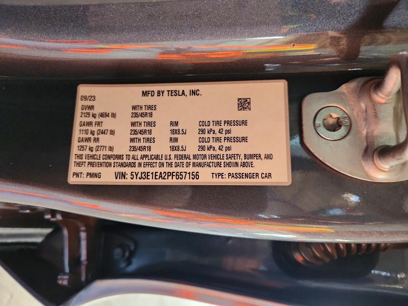 Aukcja sprzedaży 2023 Tesla 3, vin: 5YJ3E1EA2PF657156, numer aukcji: 49318476