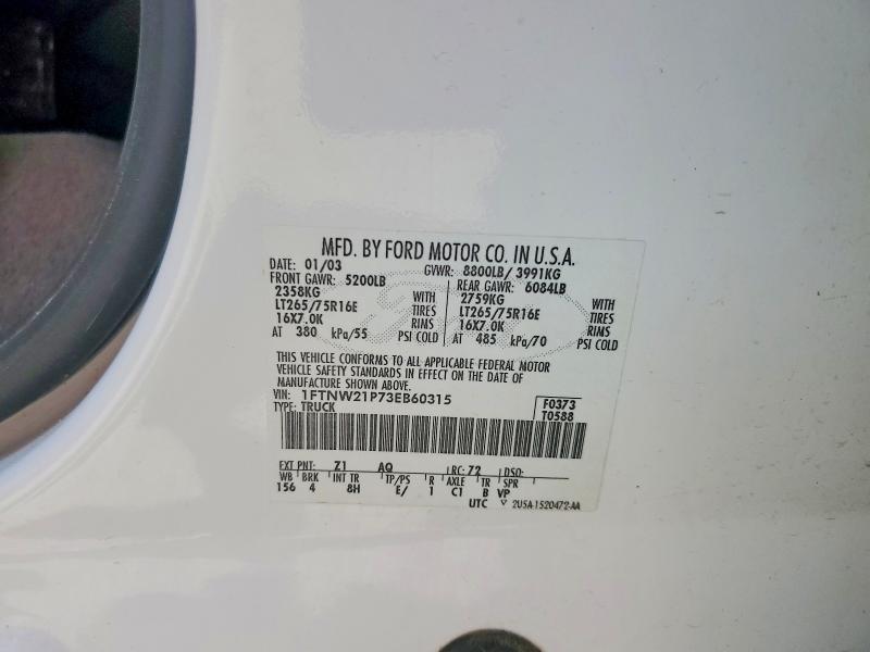 Продаж на аукціоні авто 2003 Ford F250, vin: 1FTNW21P73EB60315, номер лоту: 49765366
