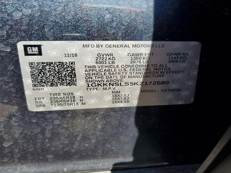 Продажа на аукционе авто 2019 Gmc Acadia, vin: 1GKKNSLS5KZ172689, номер лота: 49387556