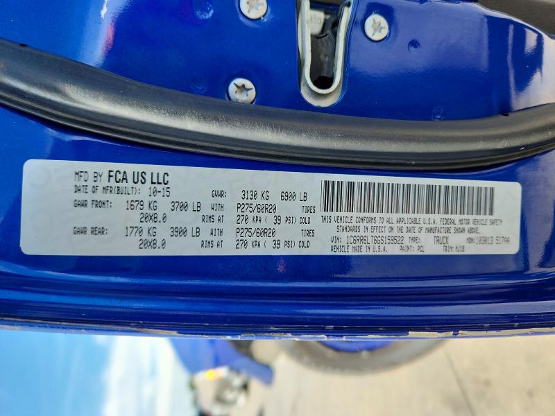 50017656 :رقم المزاد ، 1C6RR6LT6GS159522 vin ، 2016 Ram 1500 مزاد بيع