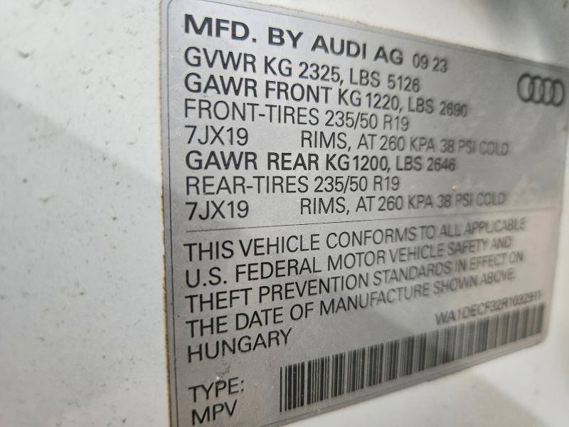 2024 Audi Q3 მანქანა იყიდება აუქციონზე, vin: WA1DECF32R1032911, აუქციონის ნომერი: 51468836