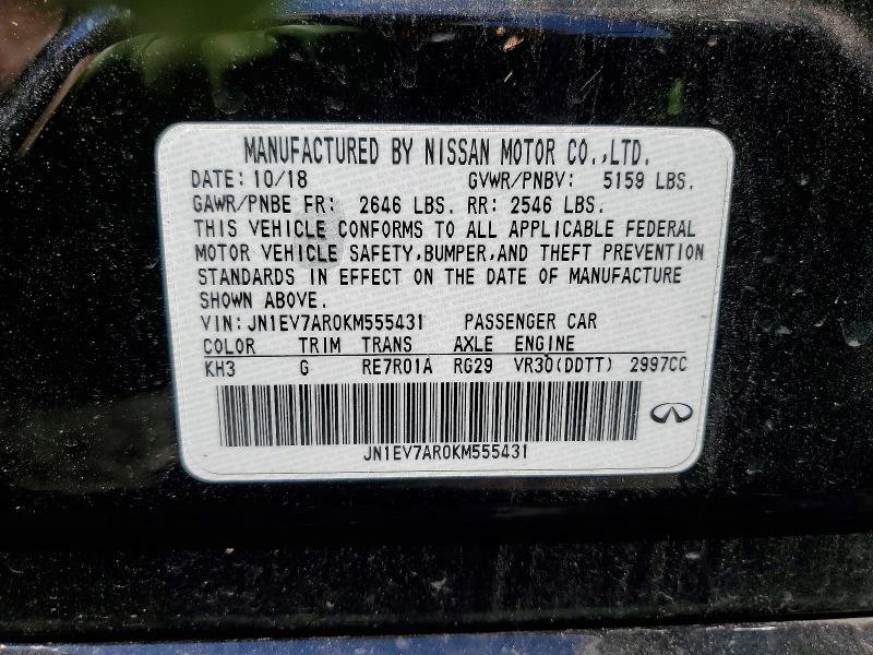Aukcja sprzedaży 2019 Infiniti Q50, vin: JN1EV7AR0KM555431, numer aukcji: 49026856