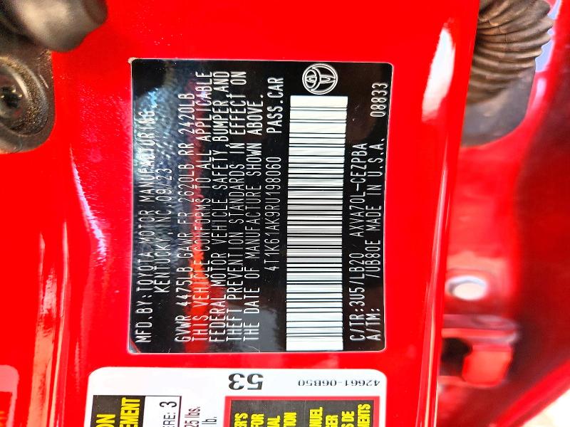 2024 Toyota Camry მანქანა იყიდება აუქციონზე, vin: 4T1K61AK9RU198060, აუქციონის ნომერი: 50781946