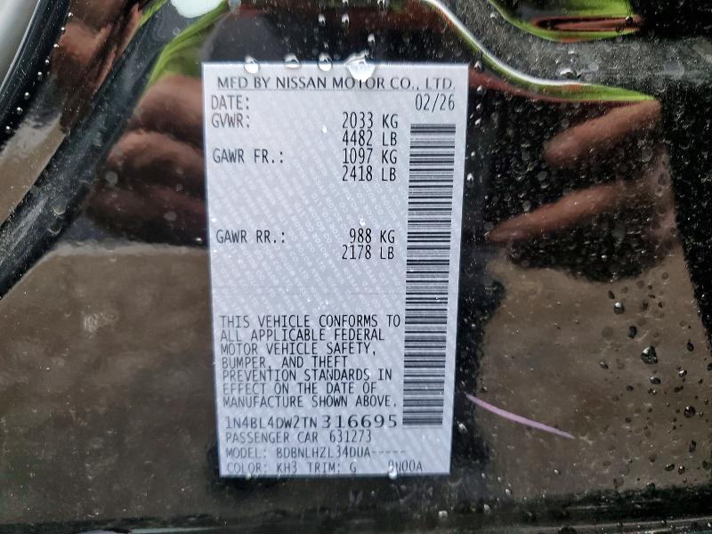 2026 Nissan Altima მანქანა იყიდება აუქციონზე, vin: 1N4BL4DW2TN316695, აუქციონის ნომერი: 49881806