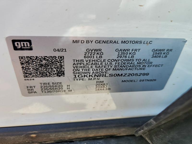 50219776 :رقم المزاد ، 1GKKNRLS0MZ205299 vin ، 2021 Gmc Acadia مزاد بيع