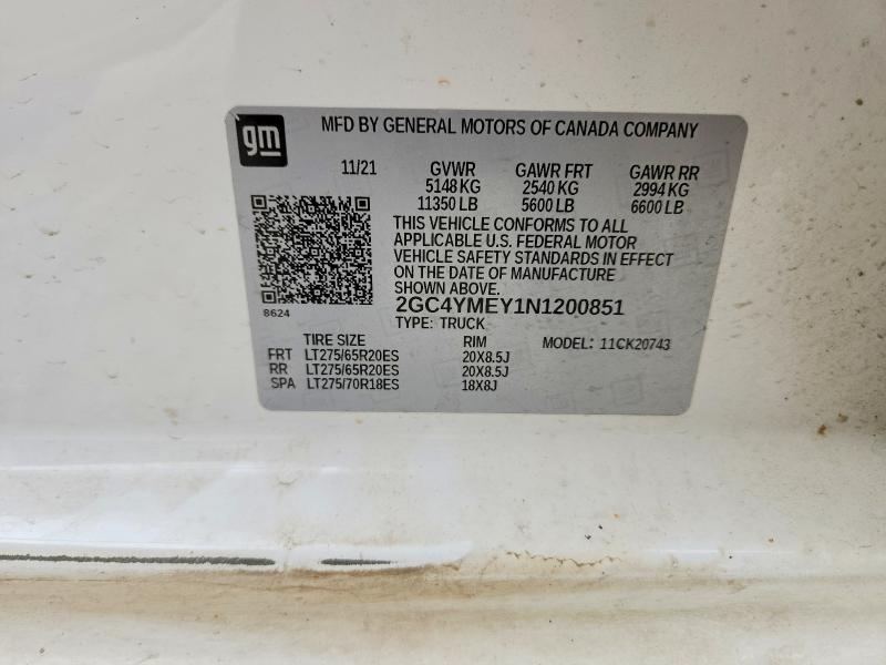 Продаж на аукціоні авто 2022 Chevrolet Silverado, vin: 2GC4YMEY1N1200851, номер лоту: 50333216