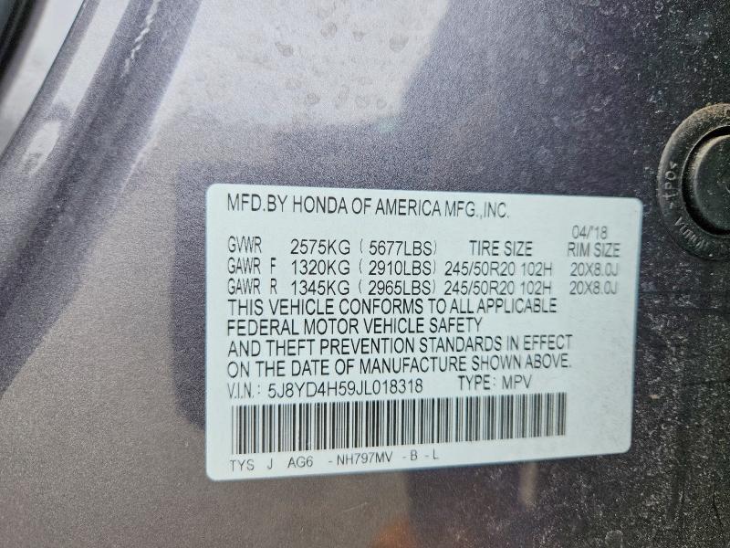 Продаж на аукціоні авто 2018 Acura Mdx, vin: 5J8YD4H59JL018318, номер лоту: 51600906