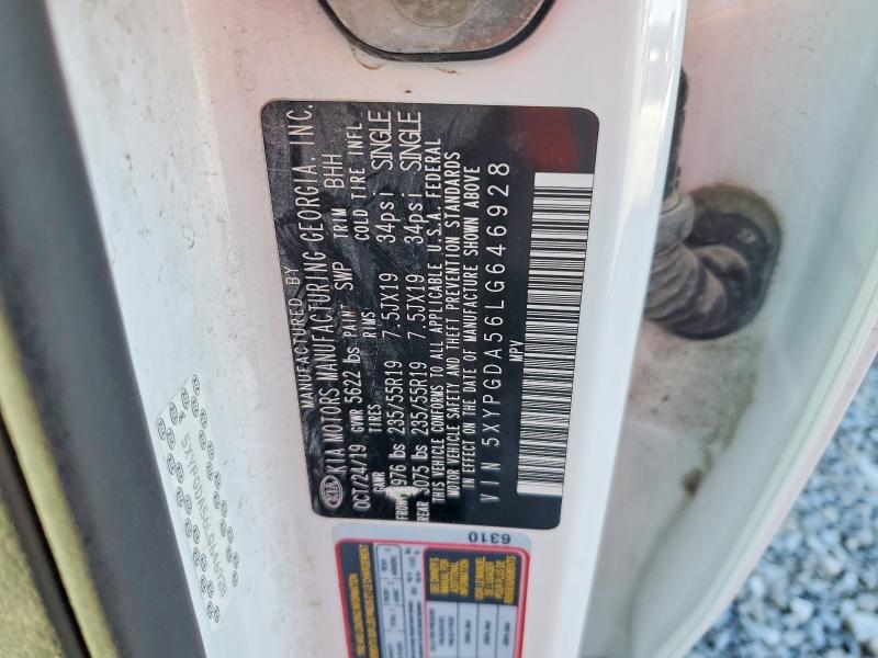 2020 Kia Sorento მანქანა იყიდება აუქციონზე, vin: 5XYPGDA56LG646928, აუქციონის ნომერი: 50226036