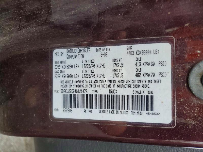 Aukcja sprzedaży 2004 Dodge Ram 2500, vin: 3D7KU28C64G121470, numer aukcji: 51642106