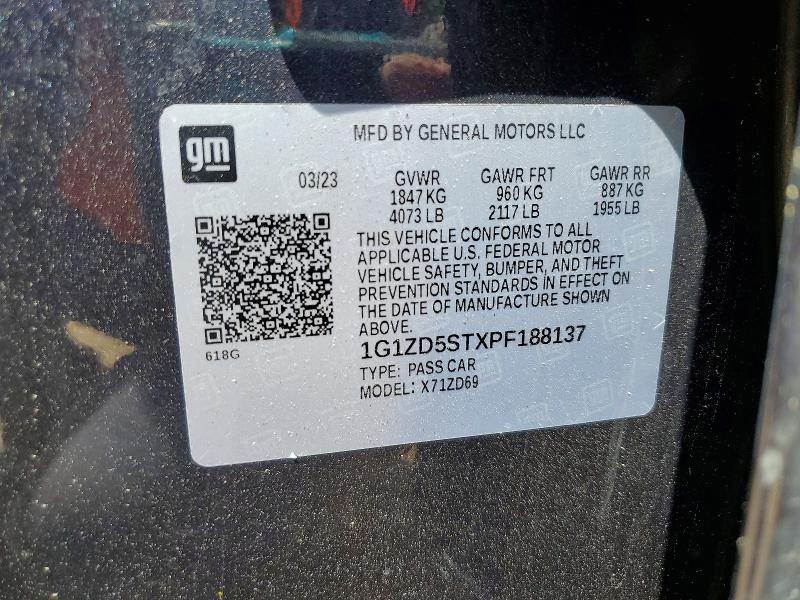 Продаж на аукціоні авто 2023 Chevrolet Malibu, vin: 1G1ZD5STXPF188137, номер лоту: 50787556