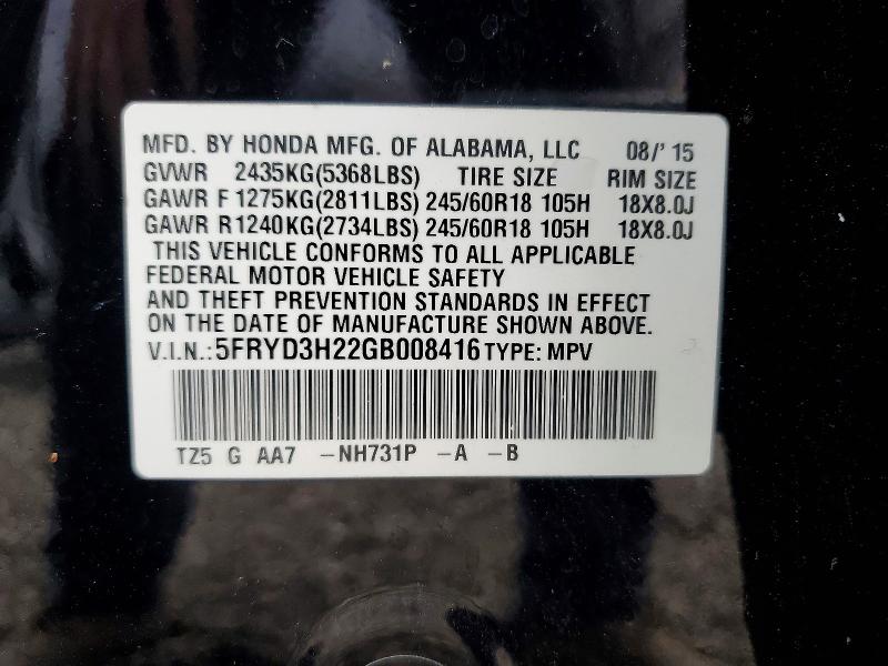 Продаж на аукціоні авто 2016 Acura Mdx, vin: 5FRYD3H22GB008416, номер лоту: 49120036