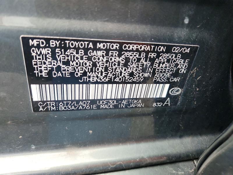 Продажа на аукционе авто 2004 Lexus Ls, vin: JTHBN36F140152459, номер лота: 49261296