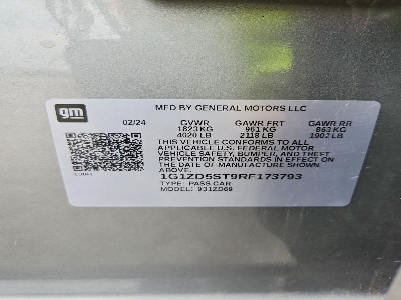 Aukcja sprzedaży 2024 Chevrolet Malibu, vin: 1G1ZD5ST9RF173793, numer aukcji: 48470796
