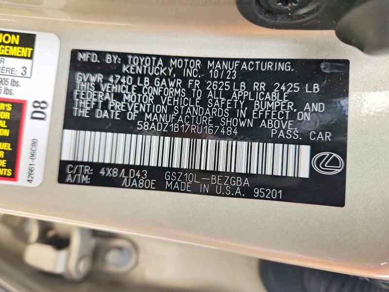 Aukcja sprzedaży 2024 Lexus Es 350, vin: 58ADZ1B17RU167484, numer aukcji: 49684716