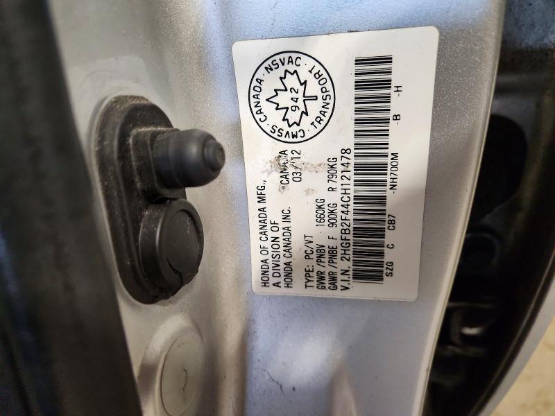 Aukcja sprzedaży 2012 Honda Civic, vin: 2HGFB2F44CH121478, numer aukcji: 49842916