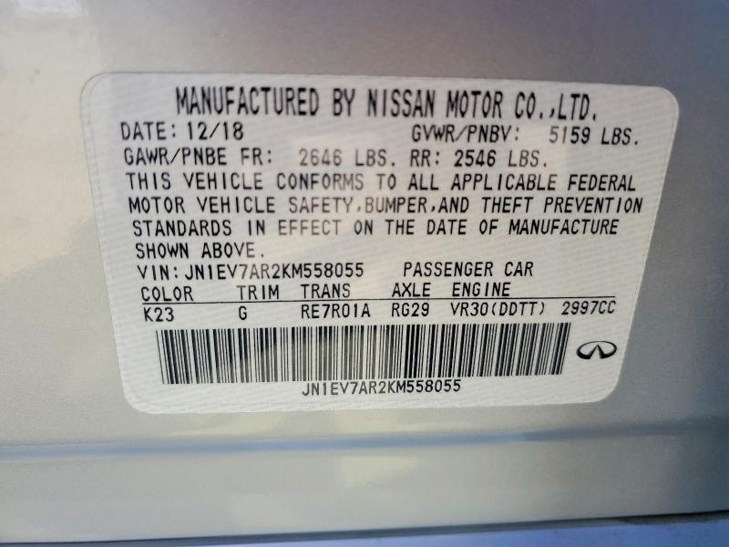 Продажа на аукционе авто 2019 Infiniti Q50, vin: JN1EV7AR2KM558055, номер лота: 49960136