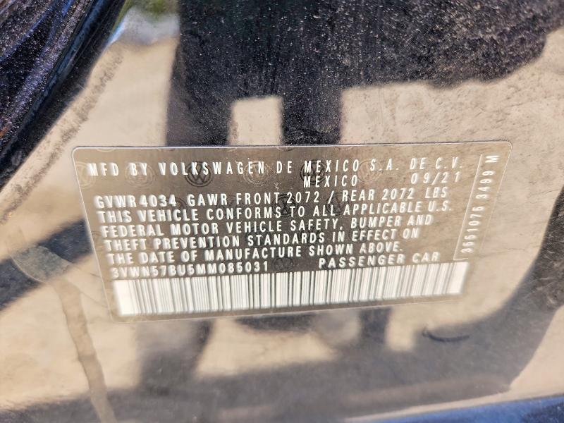 Aukcja sprzedaży 2021 Volkswagen Jetta, vin: 3VWN57BU5MM085031, numer aukcji: 50528476