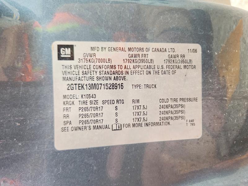 48470506 :رقم المزاد ، 2GTEK13M071528916 vin ، 2007 Gmc New Sierra مزاد بيع