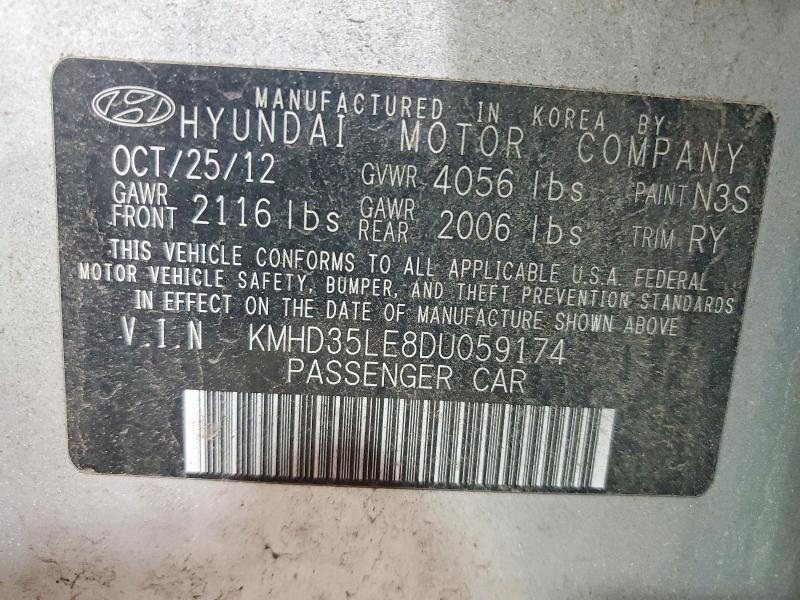Auction sale of the 2013 Hyundai Elantra Gt, vin: KMHD35LE8DU059174, lot number: 51566836