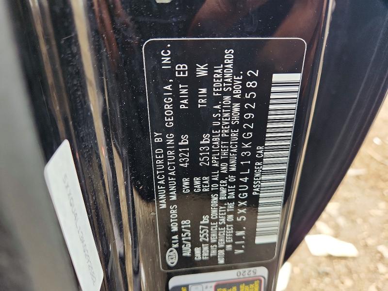 2019 Kia Optima მანქანა იყიდება აუქციონზე, vin: 5XXGU4L13KG292582, აუქციონის ნომერი: 49597746