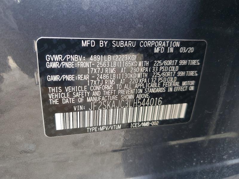 Aukcja sprzedaży 2020 Subaru Forester, vin: JF2SKAJC3LH544016, numer aukcji: 49173886