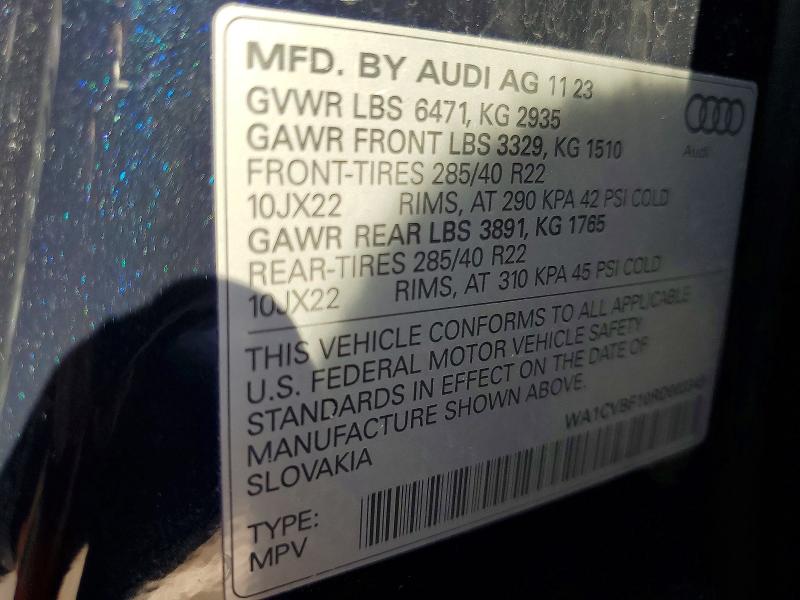 Aukcja sprzedaży 2024 Audi Q8, vin: WA1CVBF10RD003345, numer aukcji: 49269136