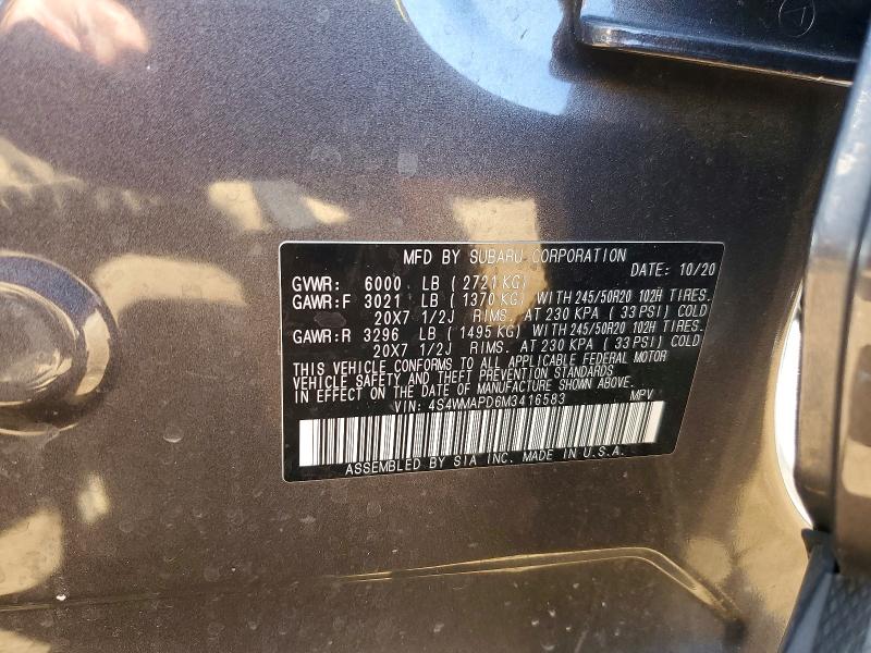 Aukcja sprzedaży 2021 Subaru Ascent, vin: 4S4WMAPD6M3416583, numer aukcji: 50526476