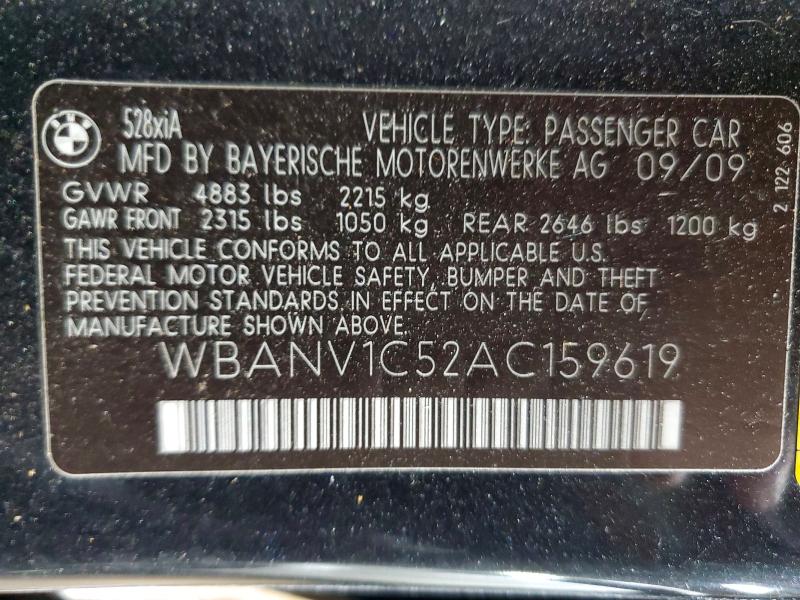 Aukcja sprzedaży 2010 Bmw 528, vin: WBANV1C52AC159619, numer aukcji: 49111766