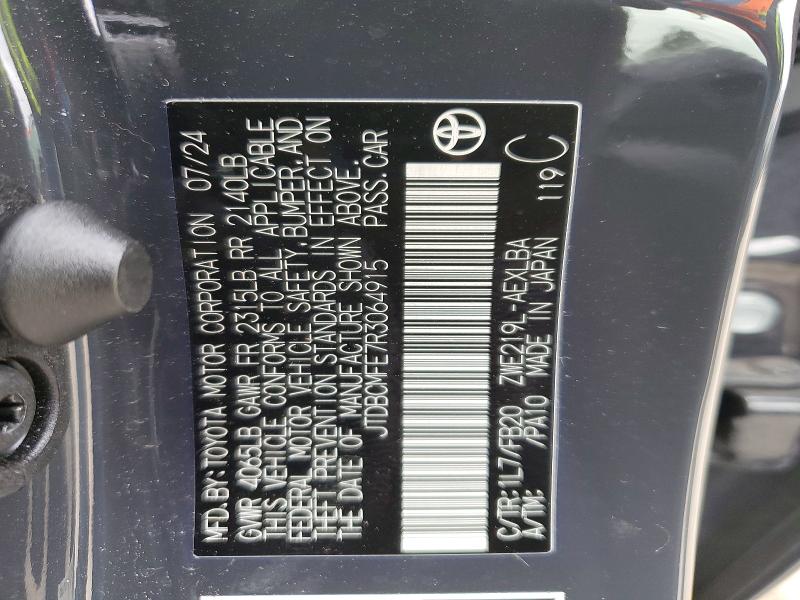 47630366 :رقم المزاد ، JTDBCMFE7R3064915 vin ، 2024 Toyota Corolla Hybrid مزاد بيع