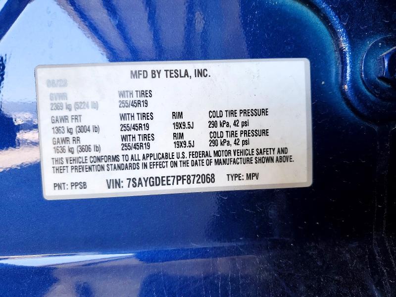Aukcja sprzedaży 2023 Tesla Model Y, vin: 7SAYGDEE7PF872068, numer aukcji: 51955146