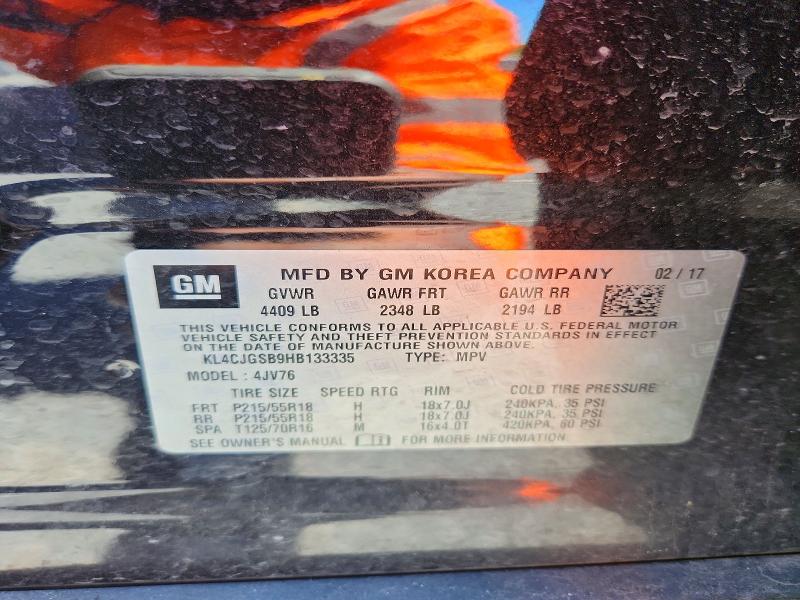50665666 :رقم المزاد ، KL4CJGSB9HB133335 vin ، 2017 Buick Encore مزاد بيع