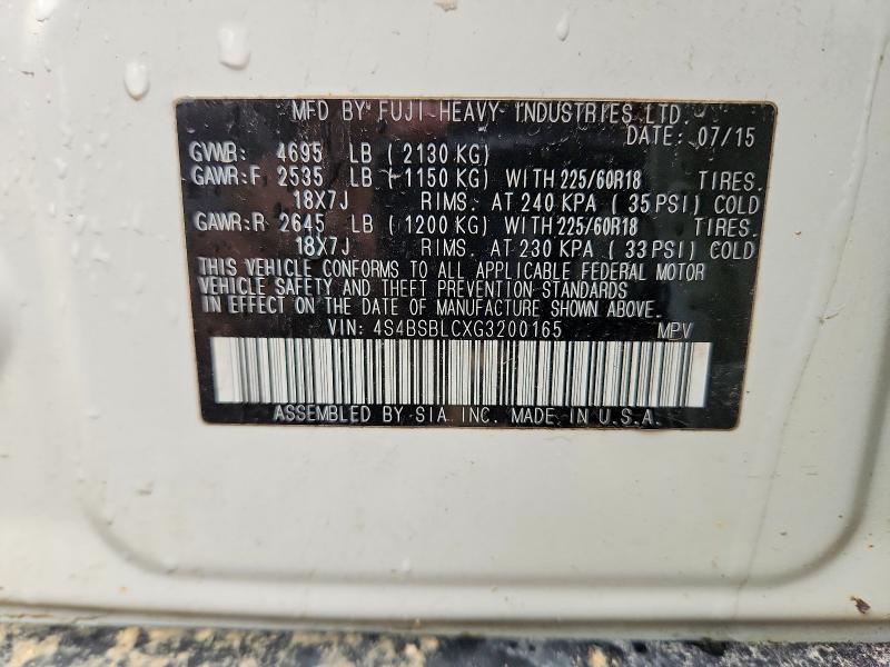 46782506 :رقم المزاد ، 4S4BSBLCXG3200165 vin ، 2016 Subaru Outback مزاد بيع