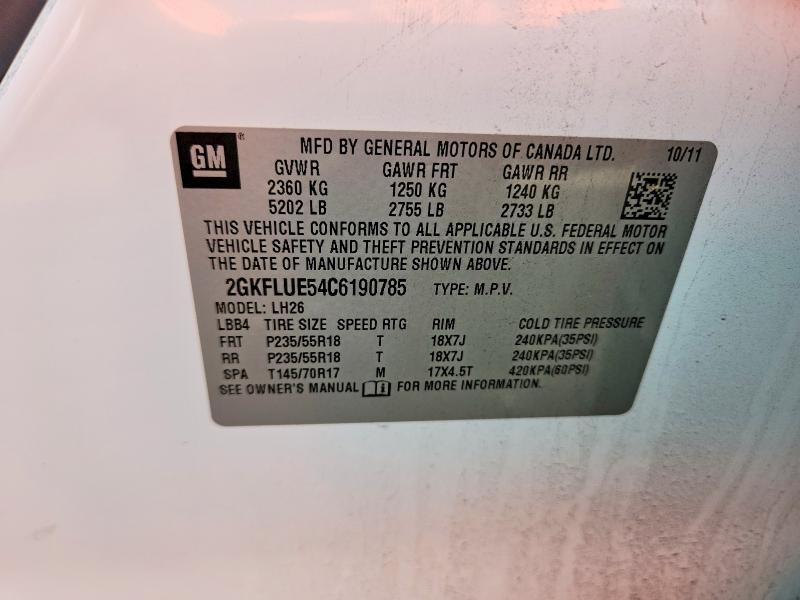 Aukcja sprzedaży 2012 Gmc Terrain, vin: 2GKFLUE54C6190785, numer aukcji: 46478716