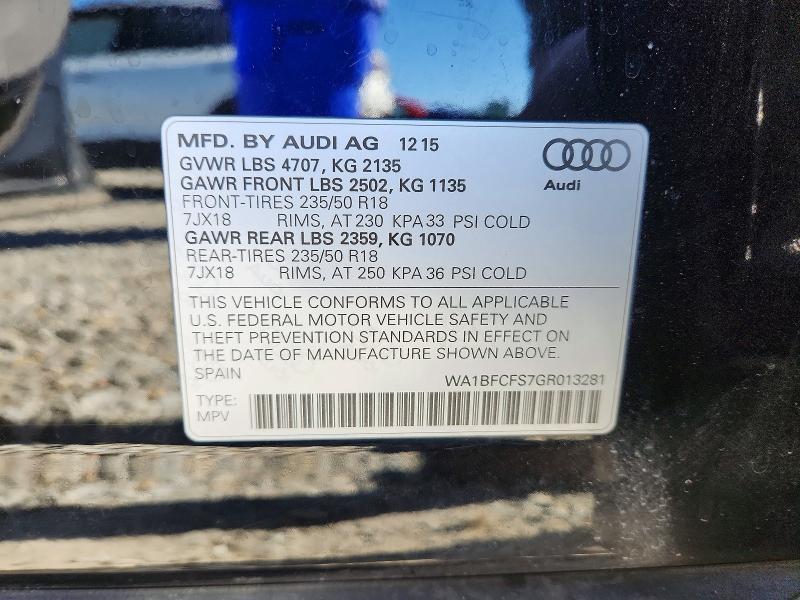 2016 Audi Q3 მანქანა იყიდება აუქციონზე, vin: WA1BFCFS7GR013281, აუქციონის ნომერი: 48675956