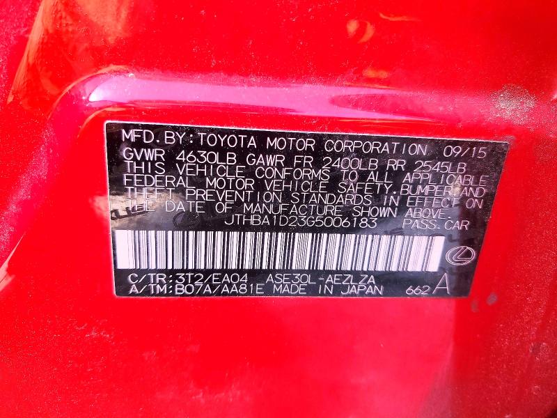 Aukcja sprzedaży 2016 Lexus Is 200t, vin: JTHBA1D23G5006183, numer aukcji: 53475306