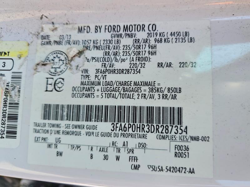 Продажа на аукционе авто 2013 Ford Fusion, vin: 3FA6P0HR3DR287354, номер лота: 49654046