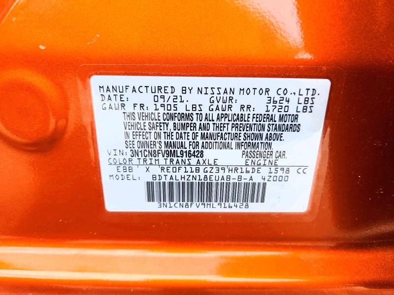 2021 Nissan Versa მანქანა იყიდება აუქციონზე, vin: 3N1CN8FV9ML916428, აუქციონის ნომერი: 51603606