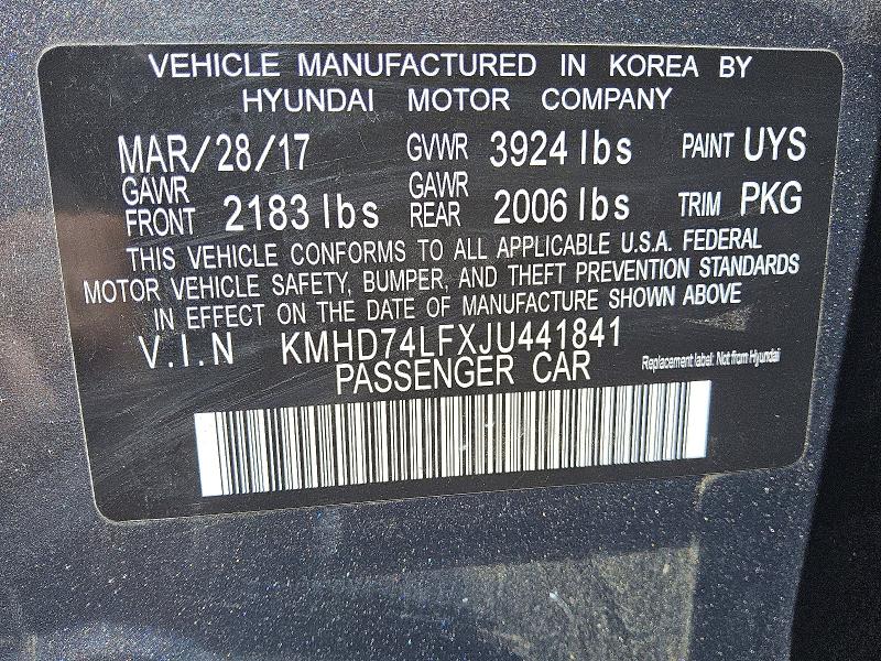 Aukcja sprzedaży 2018 Hyundai Elantra, vin: KMHD74LFXJU441841, numer aukcji: 50739776
