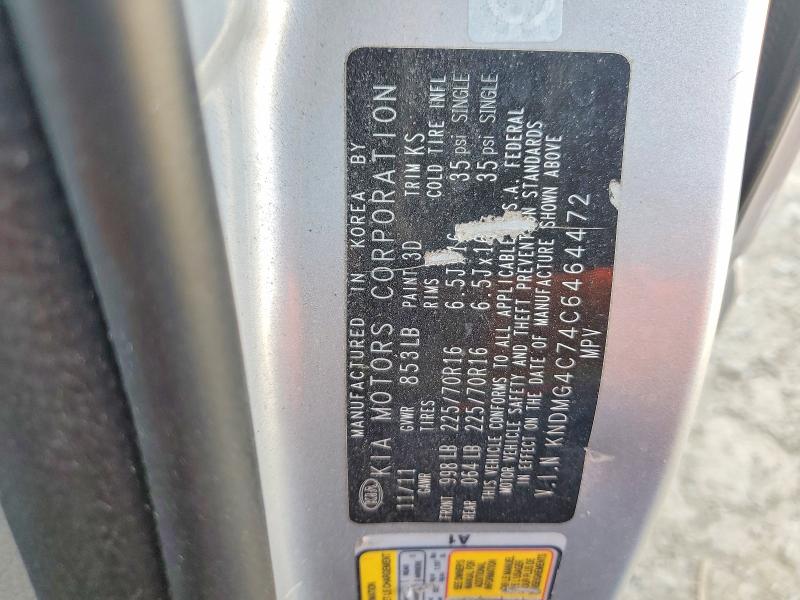 Aukcja sprzedaży 2012 Kia Sedona, vin: KNDMG4C74C6464472, numer aukcji: 50435866