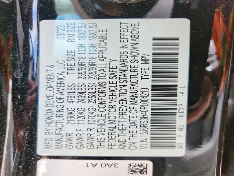 Продажа на аукционе авто 2023 Honda Cr-v, vin: 5J6RS3H40PL004210, номер лота: 50046856