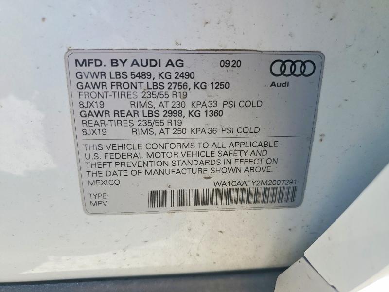 Aukcja sprzedaży 2021 Audi Q5, vin: WA1CAAFY2M2007291, numer aukcji: 50884896