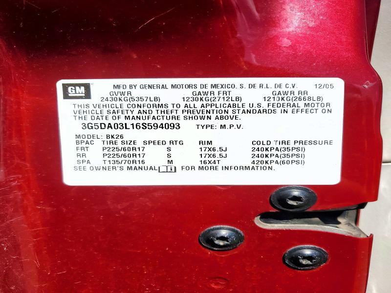 Продажа на аукционе авто 2006 Buick Rendezvous, vin: 3G5DA03L16S594093, номер лота: 48456106