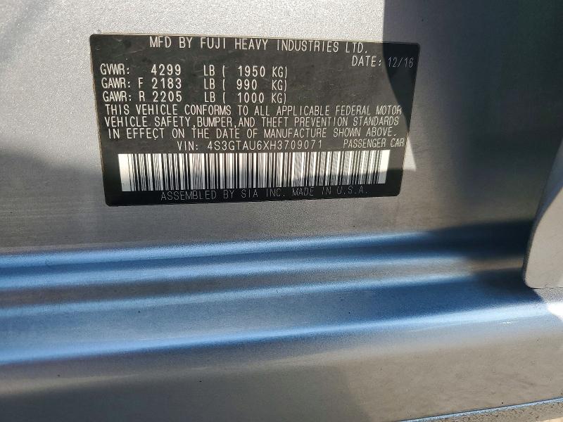 2017 Subaru Impreza მანქანა იყიდება აუქციონზე, vin: 4S3GTAU6XH3709071, აუქციონის ნომერი: 51303596