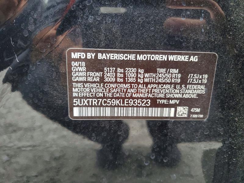 Продаж на аукціоні авто 2019 Bmw X3, vin: 5UXTR7C59KLE93523, номер лоту: 51130416