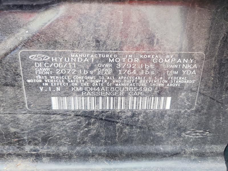 51852106 :رقم المزاد ، KMHDH4AE8CU385490 vin ، 2012 Hyundai Elantra مزاد بيع