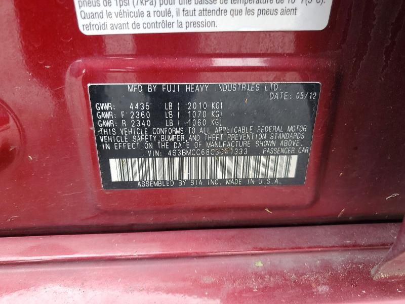 51317836 :رقم المزاد ، 4S3BMCC68C3041333 vin ، 2012 Subaru Legacy مزاد بيع
