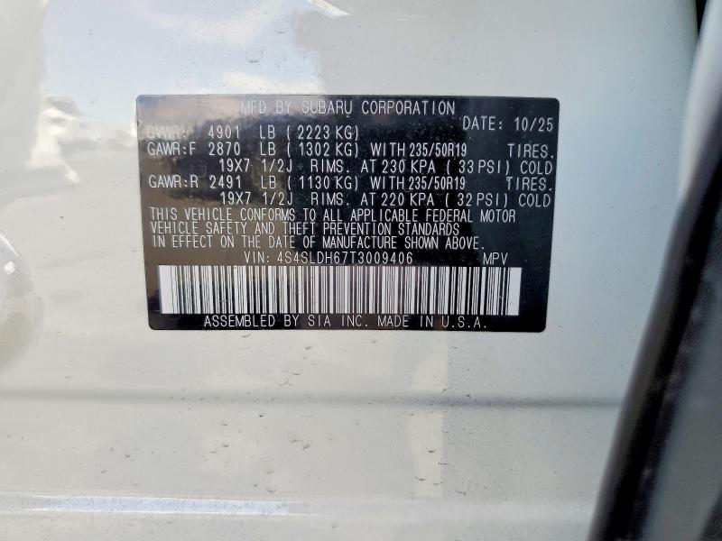 2026 Subaru Forester მანქანა იყიდება აუქციონზე, vin: 4S4SLDH67T3009406, აუქციონის ნომერი: 50745296