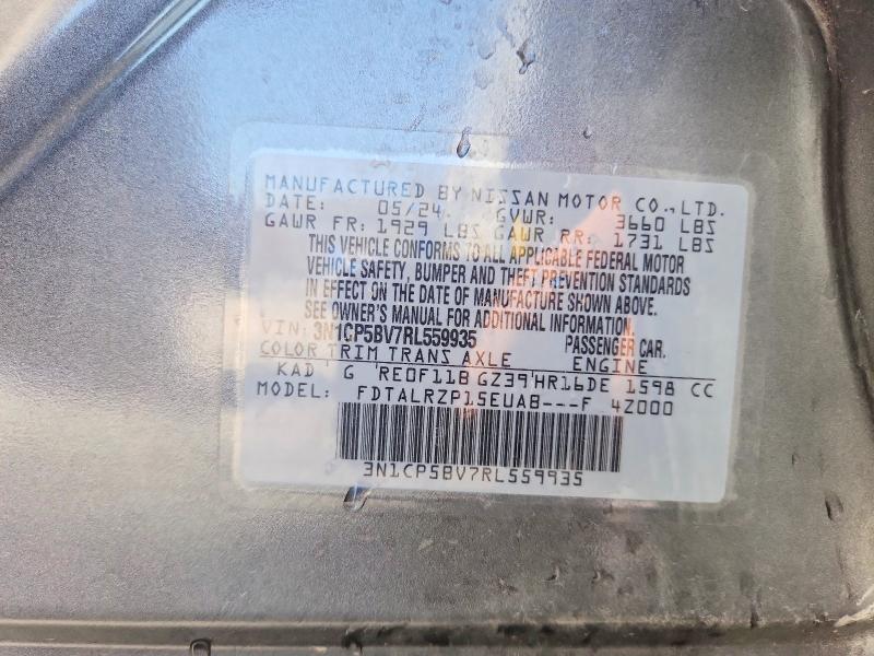 49838806 :رقم المزاد ، 3N1CP5BV7RL559935 vin ، 2024 Nissan Kicks مزاد بيع